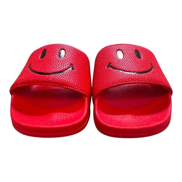 CTM Smiley Red Black Slide Size 6 Comfortable Summer Sandals For Men & Women Box - Picture 2 of 9